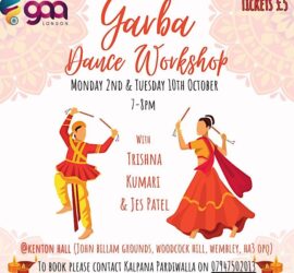PRE-NAVRATRI GARBA WORKSHOPS Monday 2nd Oct, Tues 10th Oct and Thurs 12th Oct